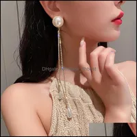 Dangle & Chandelier Earrings Jewelry Geometric Pearl For Women Oversize Long Tassel Crystal Rhinestone Statement Accessories Drop Delivery 2