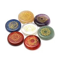 Other 7 PCS Chakra Stones With Lapis Lazuli 2.5MM Engraved Symbols Polished Palm Stone Reiki Crystal Healing Natural Divination1