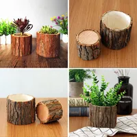 1 stks hout bloem vaas houten kunstbloem pot sappige planter rustieke boomstam stomp voor decoratie 6 * 6cm / 8 * 7cm creative c1115