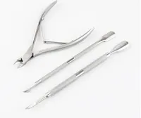 Nail Cuticle Pusher Spoon Scissor Stainless Steel Dead Skin Remover Cutter Nipper Clipper Cut Set Nail Tools 3Pcs/Set