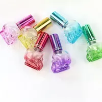 8 ml mini leer tragbare reise nachfüllbare flaschen schädel form glas parfümflaschen probe parfume flasche 7colors