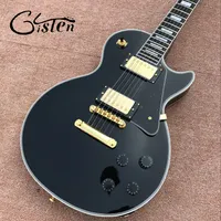 Custom Shop Black Beauty Gloss Black Chibson Electric Guitar Ebony Fingerboard & Fret Binding, Gold Hardware, In Stock, Ship Out Quickly