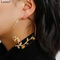 Hoop & Huggie Lacteo Exaggerated Big Round Love Rose Earrings Jewelry 2021 For Women Statement Gold Color Dangle Female Gifts1