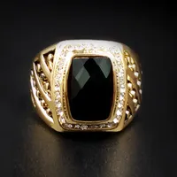 Hot Fashion Creative Men18k Gold Rings Vintage Black Gemstones Rings Jewelry Business Gifts Wholesale Free Shipping