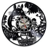 Studio Ghibli Totoro Relógio de Parede dos desenhos animados Meu vizinho Totoro Vinil Registro relógios relógio de parede decoração de casa presente de Natal para crianças Y200407