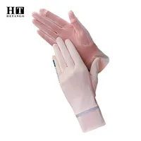 Zomer zonnebrandhandschoenen Gloves Ice Silk Anti-UV Anti-Skid Ademend gaas Doek Driving Touch Screen Solid Color Dunne Woman 201104