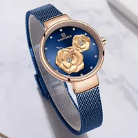 NAVIFORCE ROSE GOLD WORD WORGES Full Steel Ladies Women's Watch Femmes 2019 Blue Color Fashion1