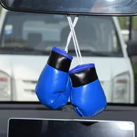 2PCS Car Boxing Gloves Mirror Hanging Pendant PVC Leather Auto Decorations Bag Pendant Araba Aksesuar Car Accessories Interior