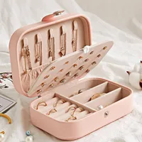 Pu Leather Jewelry Storage Box Multi-function Necklace Ring Organizer Case Travel Makeup Necklaces Earrings Ring