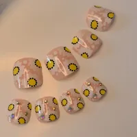 Fałszywe paznokcie Fałszywe śliczne porady paznokci lato projektu dla stóp dekoracji z kryształami kobiet dziewcząt pedicure