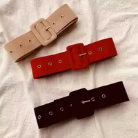 Belts Women Fashion Suede Belt Square Buckle Wide For Ladies Coat Sweater Dress Waistband Strap