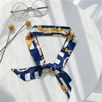Retro nieuwe mode polka dot haarband klassieke patroon afdrukken kleine zijden sjaal vrouwelijke lange simulatie zijden bundel haarband