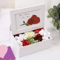 Flores de Foamiran Rose Flor Flor Dia dos Namorados Diy Sabão Sabão Presente Rose Caixa Buquê Casamento Presente de Feriado 30D101