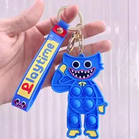 Poppy Playtime Flash Light Keychain Silicone Pendant Fidget Toys Decompression Toy Trinket Doll Game Accessories Huggy Wuggy Finger Bubble Game Peripheral Gifts