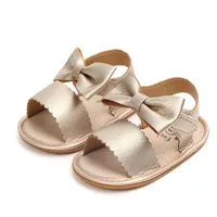 2020 Newborn Infant Baby Girls Bowknot Princess Shoes Sandalias de verano Sandalias de verano PU Calzado de goma antideslizante Tamaño 0-18M1