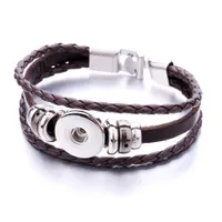 28pcs / lot neue handgemachte Druck-Leder-Armbänder Glasdruckknöpfe Mode-Armband-Armband für Frauen Männer Schmuck
