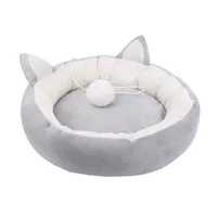 Cat Beds & Furniture Cute Pet Bed Mat Warm Fleece Cozy Sleeping Basket Non-Slip Washable Ear Shaped Kitten Cushion Lounger For Cats