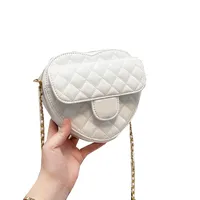 2022 Classic Mini Heart Style Quilted Vanity Bags GHW Chain Crossbody Shoulder Purse Cosmetic Case Outdoor Sacoche Pink White Bl306P