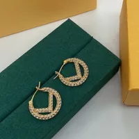 2022 Designer Silver Stud Earrings For Women Green Pendant Hoop Pearl Earring Luxurys Designers F Letter Stud Earrings D2201262Z
