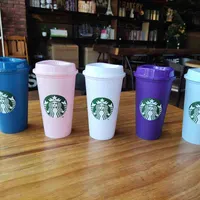 Starbucks Cup 24oz / 710ml, 16 uncji Plastikowy kubek wielokrotnego użytku szkła, Bardian Słomy kubek, 50 sztuk DH Kubki Lu