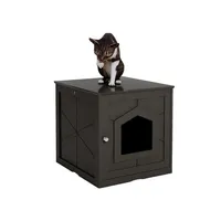 EUA estoque de madeira casa de animal de estimação gato caixa de ninhada casa caixa de decoração de casa com gaveta, mesa lateral, caixa de cabeceira em casa de caixa interior A43 A07