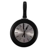 AFBC Creative Wall Clock Horloge en métal Pan Design de 8 pouces Horloges Décoration de cuisine Novelty Art Horloge, Red1