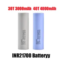 100% hög kvalitet INR21700 30T 3000MAH 40T 4000MAH 21700 litiumbatteri 35A 3.7V E CIG MOD Li-ion Uppladdningsbar för Vape Box Grå Blå
