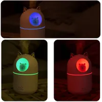 Air Humidifier 300ML Cute Cat Ultra-Silent USB Aroma Essential Car LED Night Lamp Air Purifier Mist Maker Air Fresher V3