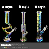 Popular Rainbow and Glow In Dark Green Bongs Water pipe with 1 Piece Downstem and 1 Piece Glass Bowl Free Shipping