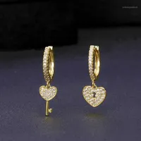 Stud Love Heart Lock Lock Case Key Oreging for Women Cubic Zirconia Orecchini in oro in acciaio inossidabile Gioielli Regalo1