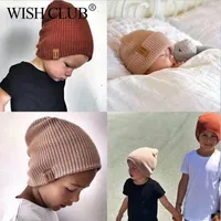 Wish Club 2020 패션 베이비 겨울 모자 니트 모자 소녀 소프트 따뜻한 비니 모자 단색 어린이 모자 헤드웨어 유아 어린이 1