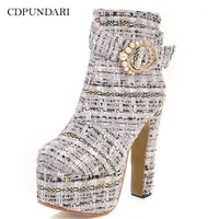Boots Cdpundari Super High Heels Onkle for Women منصات سيدات Winter Shoes Woman Bottines Dour Les Femmes Schoenen Vro1