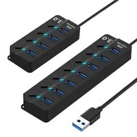USB 3.0 Hub 4/7 Port Super Speed ​​USB 3 Data HUB med enskilda strömbrytare EU / US / UK Power Adapter för bärbar dator