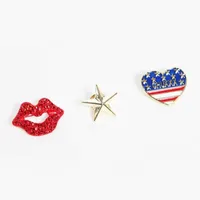 Pins, broscher Creative Cartoon Star Love Heart Flag Lips Brosch Pins Toppar Pin Badge för Kvinna Tjejer Mode Smycken Tillbehör Gåvor