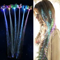 Flash LED Hair Emibity Волоконно-оптическая косилка для косичек для ощупь роль бабочки светящиеся волосы парик KTV вечеринка по выпускным средствам для выпускных материалов для волос