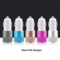 Universal Car Charger 2.1A+1A Dual USB Ports Metal Alloy Chargers for Iphone Samsung HTC Android Phone PC MP3 Wholea212765