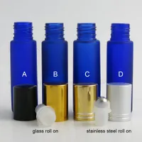 Rollo nuevo de cristal en botellas giratorias Botella 10ml Perfume vacío contenedores de estética para el aceite de 10cc 12pcs