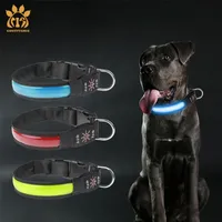 Personalise LED Glowing Dog Collar Adjustable Night Light Charging Safety Luminous Christmas Present 220119