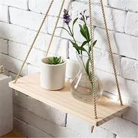 Crochets rails rack étagère en bois étagère flottante maison décoration plante plante fleur pot premium balançoire balançoire suspendue corde mur montée artisanat