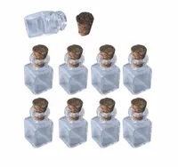 2021 Mini bouteilles de verre Pendentifs Rectangle Bouteilles transparentes avec jars de liège pour pendentifs cadeaux 100pcs / lot Livraison gratuite