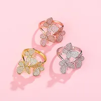 Joyas de moda diseñador de la marca Bling mariposa suena Apertura Cubic Zircon 18K plateó el anillo, la mujer de Hiphop de boda de lujo Jewellry
