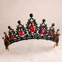 Hair Clips & Barrettes KMVEXO Baroque Retro Black Bridal Crystal Tiaras Crowns Princess Queen Pageant Prom Rhinestone Veil Tiara Wedding Acc