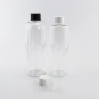 Grote plastic cosmetische containers met zwarte witte duidelijke schroefdop 300ml 400ml Capaciteit Huisdier Hervulbare fles gebruikt voor lichaamscrème
