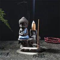 Ceramics Backflow Incense Burner Purple Sand Buddha Mountains And Rivers Aromatherapy Oven Home Furnishing Office Ornaments 10hs J2