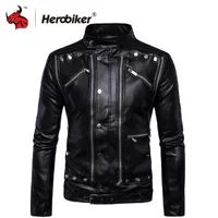 HEROBIKER Retro Punk Motorcycle Jacket Men PU Leather Casual Motor Jacket Multi Zippers Biker Stand Collar Motorcycle1