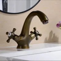 Robinet de salle de bain robinets en laiton massif bronze double poignée contrôle antique robinet cuisine bassin mitigeur robinet robinet antique1