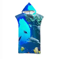 Printed Microfiber Wetsuit Changing Robe Poncho Towel Quick Drying Hooded Beach Towel For Swim Beach Surf Ultralight Bath Towel 220120