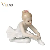 VILEAD Ceramic Ballet Girl Figurines Doll Room Home Decoration Accessories Living Bedroom Creative Gifts Garden Figures 220124