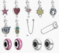 Joyería fina Auténtica 925 Bead de plata de ley Fit Pandora Charm Pulseras ME Serie Cadena de seguridad Nueva Piña Pequeña cadena de seguridad Colgante DIY Beads