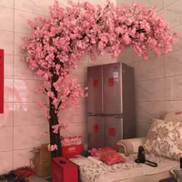 100cm Fake Cherry Blossom Tree 4 fork Sakura Branch Artificial Flower Silk Wedding Background Wall Decoration Flowers